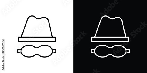 Spy icons pack. Set of black and white liner stroke symbols