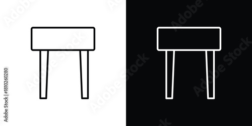 Stool icons pack. Set of black and white liner stroke symbols