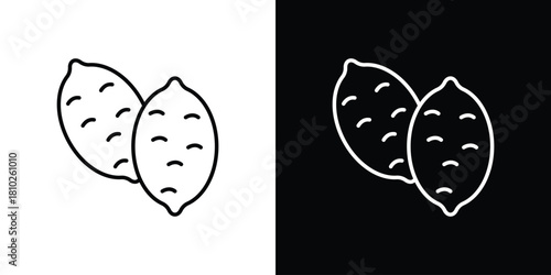 Sweet potato icons pack. Set of black and white liner stroke symbols