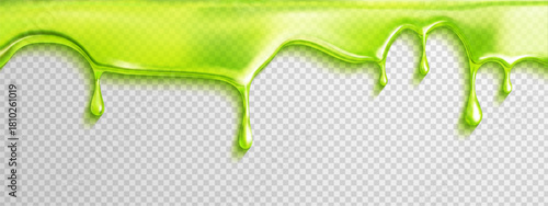 Green toxic slime background with drip halloween splash and snot liquid 3D. Paint poison comic with green design and toxic slime texture for radioactive ooze. Slimy border aesthetic for halloween