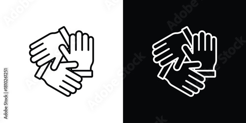 Teamwork icons pack. Set of black and white liner stroke symbols