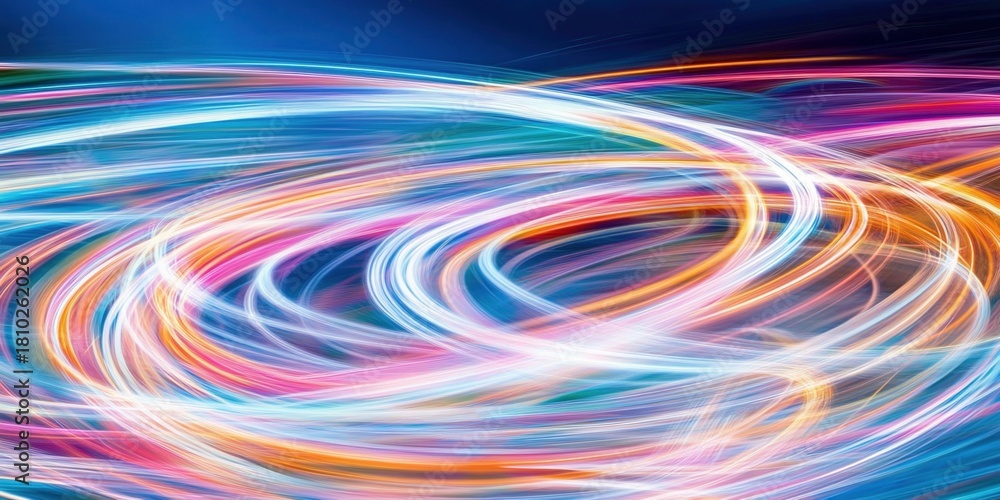 Obraz premium Abstract light swirl in motion creating colorful dynamic energy pattern background with vibrant curves and glowing elements for modern design projects