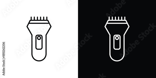 Trimmer icons pack. Set of black and white liner stroke symbols
