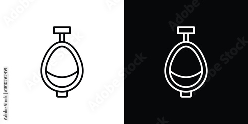 Urinal icons pack. Set of black and white liner stroke symbols