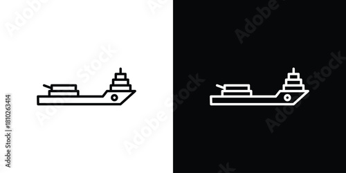 Warship icons pack. Set of black and white liner stroke symbols