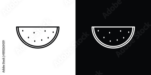 Watermelon icons pack. Set of black and white liner stroke symbols