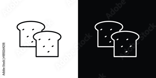 White bread icons pack. Set of black and white liner stroke symbols