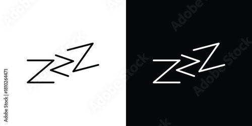 Zzz icons pack. Set of black and white liner stroke symbols
