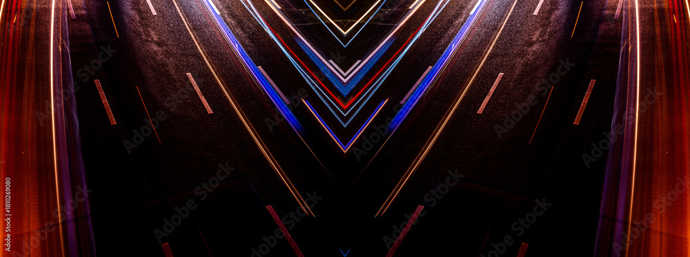 Obraz premium car lights trails on road