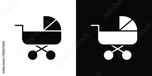 Baby carriage icons symbols in flat style.