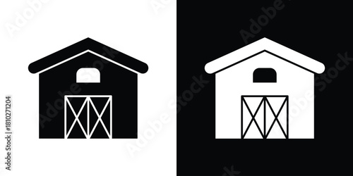 Barn icons symbols in flat style.