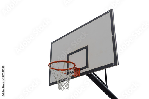 basketball board with hoop close up isolated on white background