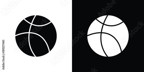 Basketball icons symbols in flat style.