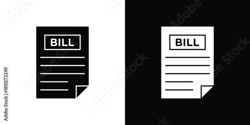 Bill paid icons symbols in flat style.