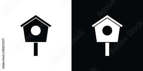 Bird house icons symbols in flat style.