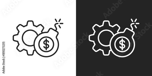Debt management Icon In Black And White Line Style