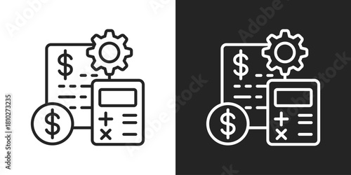 Cost control Icon In Black And White Line Style