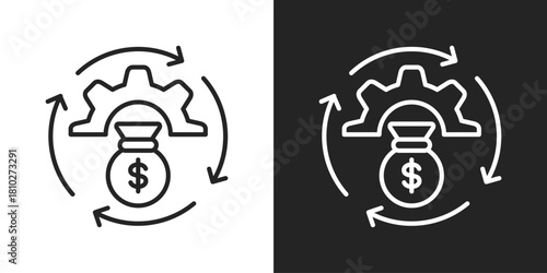 capital management Icon In Black And White Line Style