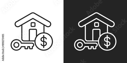 Rental Icon In Black And White Line Style
