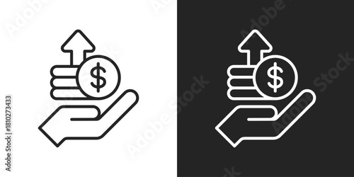 profit Icon In Black And White Line Style