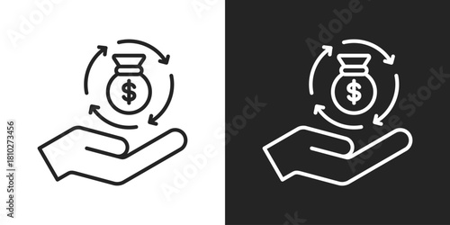 capital management Icon In Black And White Line Style