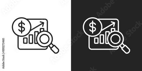 forecasting Icon In Black And White Line Style