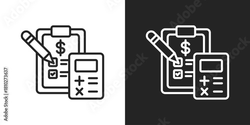 audit Icon In Black And White Line Style
