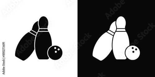 Bowling icons symbols in flat style.