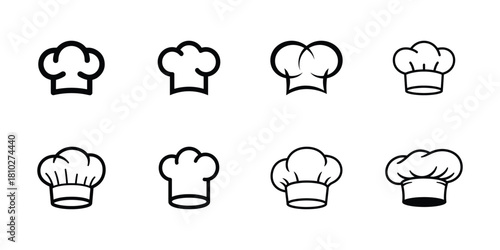 Minimal chef hats collection isolated with white background