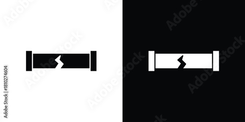 Broken pipe icons symbols in flat style.