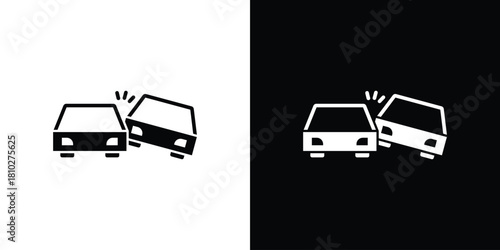Car accident icons symbols in flat style.
