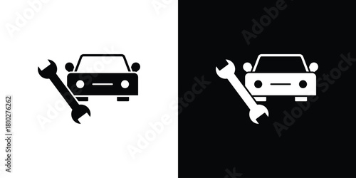 Car repair icons symbols in flat style.