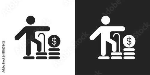 retirement Icon In Black And White Glyph Style