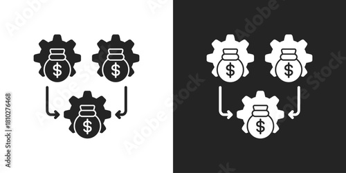 Merger Icon In Black And White Glyph Style