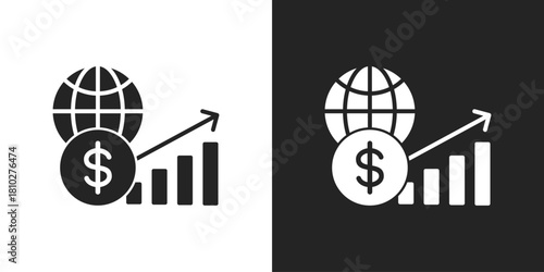 economy Icon In Black And White Glyph Style