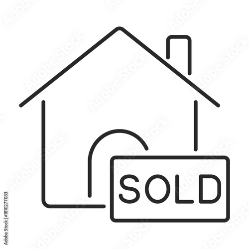 real estate sold line icon