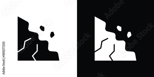 Cliff icons symbols in flat style.