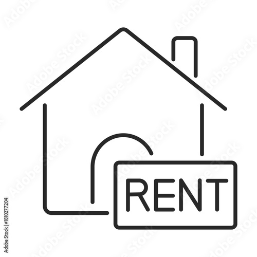 real estate rent line icon