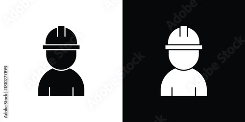 Construction worker icons symbols in flat style.