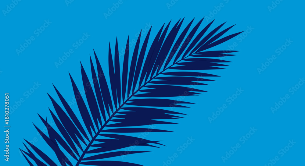 Fototapeta premium Sukkot holiday greeting card with palm on blue background, isolated, vector 