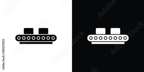 Conveyor belt icons symbols in flat style.