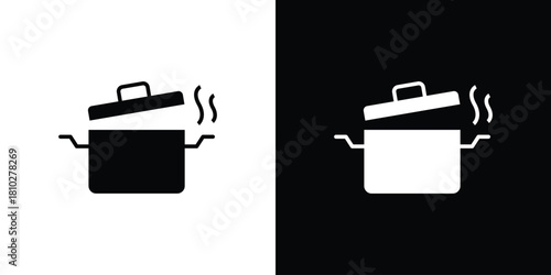 Cooking pot icons symbols in flat style.