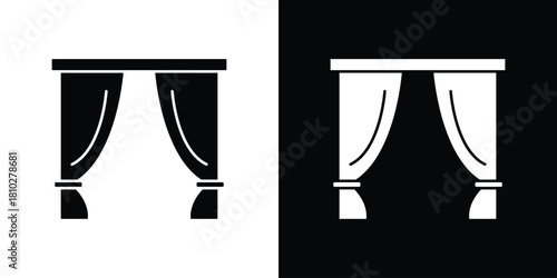 Curtains icons symbols in flat style.
