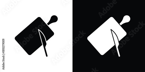 Cutting board with knifes. collection. Silhouette flat icon design element.. vector glyph flat icons