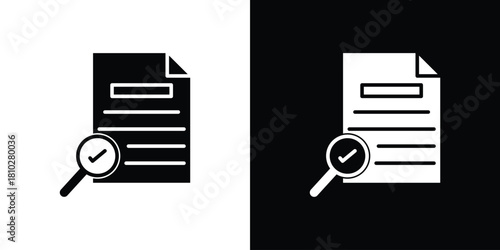 Document verification icons symbols in flat style.