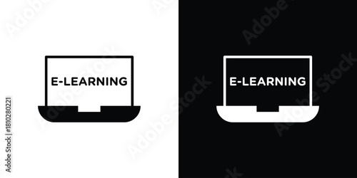 E learning icons symbols in flat style.