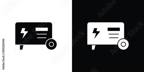 Electric generator icons symbols in flat style.