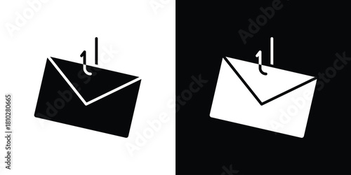 Email phishing icons symbols in flat style.