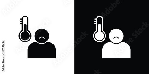 Fever icons symbols in flat style.