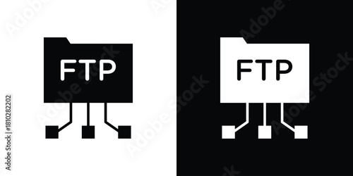 FTP icons symbols in flat style.